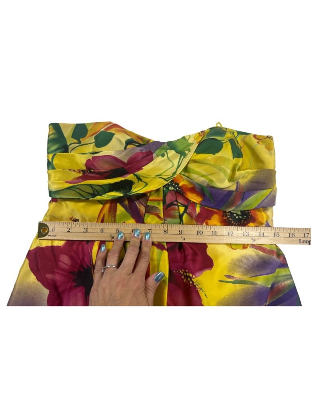 Cache Satin Strapless Mini Dress Women's 6 Floral Tropical Resort Party Dress - Picture 9 of 13